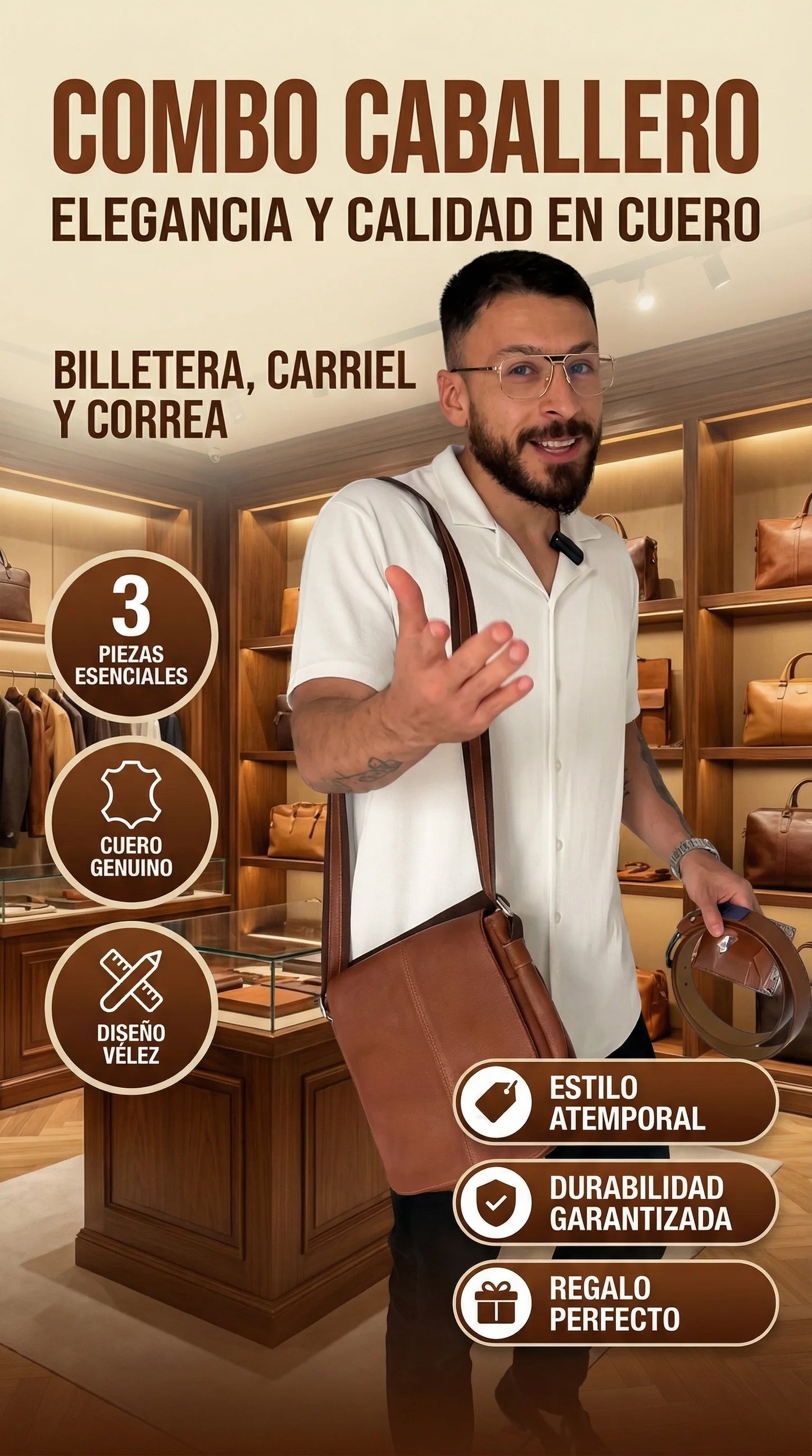 COMBO CARRIEL + BILLETERA + CORREA VLZ